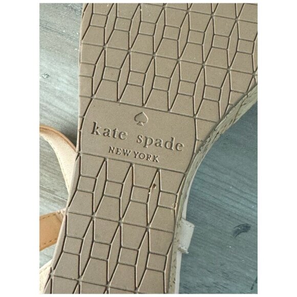 KATE SPADE NY Tomas NEW Leather Platform Wedge Sandal Strappy Nude Womens Sz 10M - Picture 13 of 13